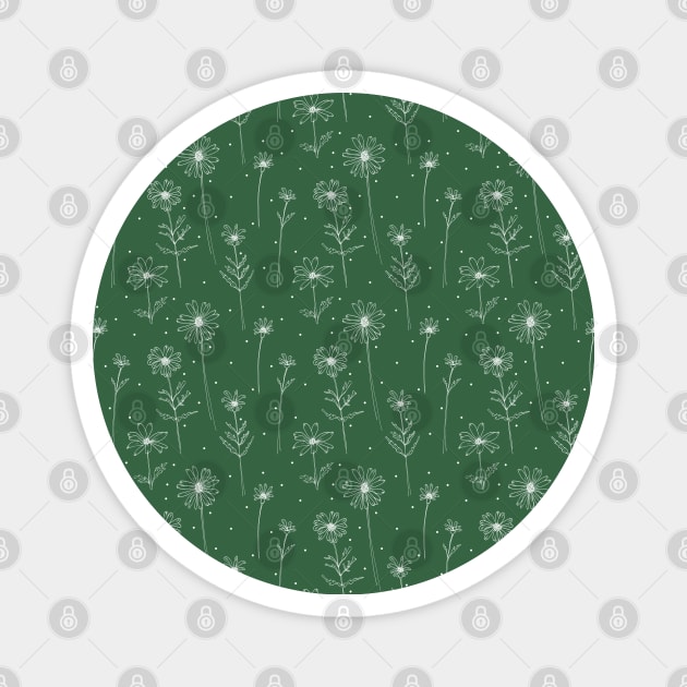 Daisies pattern in green field Magnet by Aidi Riera